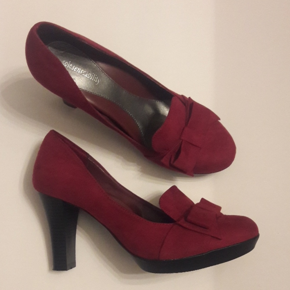 Solesenseability/Burgundy/ Bow/ Heels